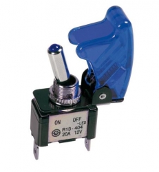 Aluminium toggle switch (blue color), 20A, 12V ― AUTOERA.LV