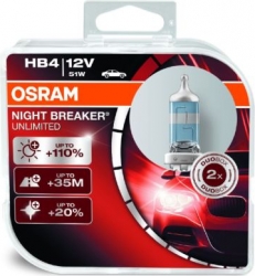 2gab x Osram HB4 (9006) Night Breaker Unlimited 51W (+110%), 12V ― AUTOERA.LV