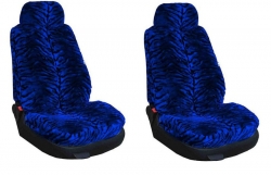 Front universal seat covers, fur, dark blue tiger (2pcs) ― AUTOERA.LV