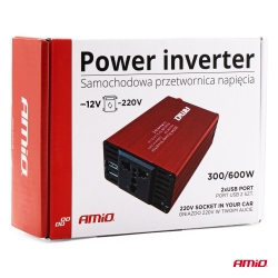 Strāvas pārveidotājs 12V -> 230V (300W/600W +4.2A USB)  ― AUTOERA.LV