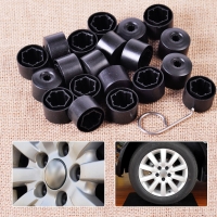 Wheel Locking Bolt Cover & Lug Nut Center Caps, 20pcs., Black, 19mm (VW Golf/Jetta/Tiguan)