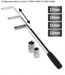Teleskopiskā riteņatslēga ar 17/19/21/23mm muciņam