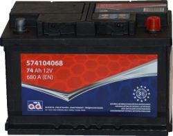 Auto akumulātors  - AD 74Ah 680A, 12V ― AUTOERA.LV