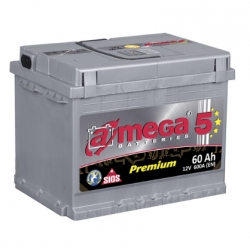 Auto akumulātors - AMEGA Premium-5,  60Ah, 600A, 12V (-/+) ― AUTOERA.LV