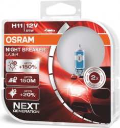 Spuldzes komplekts OSRAM H11 Night Braker Laser (+150%) 55W 12V