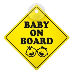 Zīme uz pisūcēja  - "Baby on board" ― AUTOERA.LV