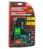 Pagarinatāja vads ar 3 uzgaliem un slēdzi, 12V 