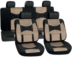 Poliester car seat cover set with zippers "Monica", beige ― AUTOERA.LV
