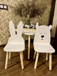 Koka Bērnu Galds un Divi Krēsli (Bear & Bunny) ― AUTOERA.LV