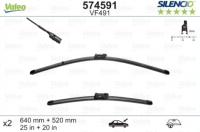 Bezkarkāsas stikla tīrītāju kompl. VALEO SILENCIO - Audi A6 C7 (2011-2019)/VW Tiguan (2016-), 65+53cm 