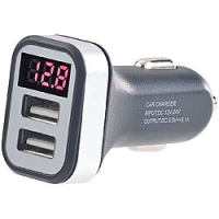 Digital car Voltmeter 2xUSB Charger (2.1A & 1.0A), 12 V / 24 V 